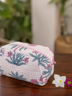 Pink Garden Cotton Travel Case