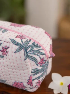 Pink Garden Cotton Travel Case