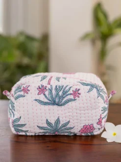 Pink Garden Cotton Travel Case