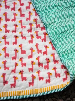 Pink Giraffe Organic Cotton Quilt