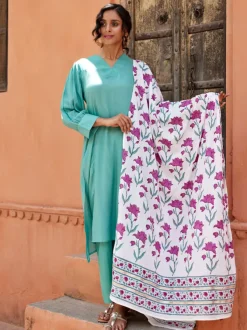 Pink Kamal Hand Block Printed Modal Dupatta