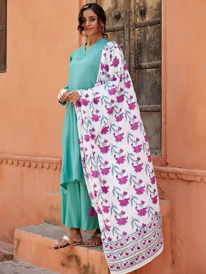 Pink Kamal Hand Block Printed Modal Dupatta