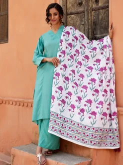 Pink Kamal Hand Block Printed Modal Dupatta