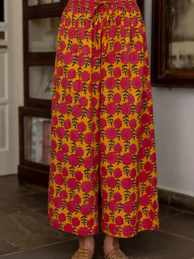 Pink Lily Cotton Palazzo Pants
