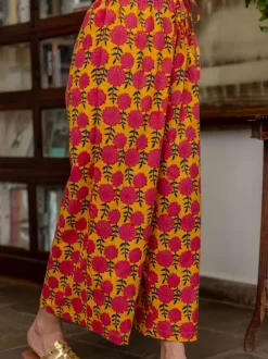 Pink Lily Cotton Palazzo Pants