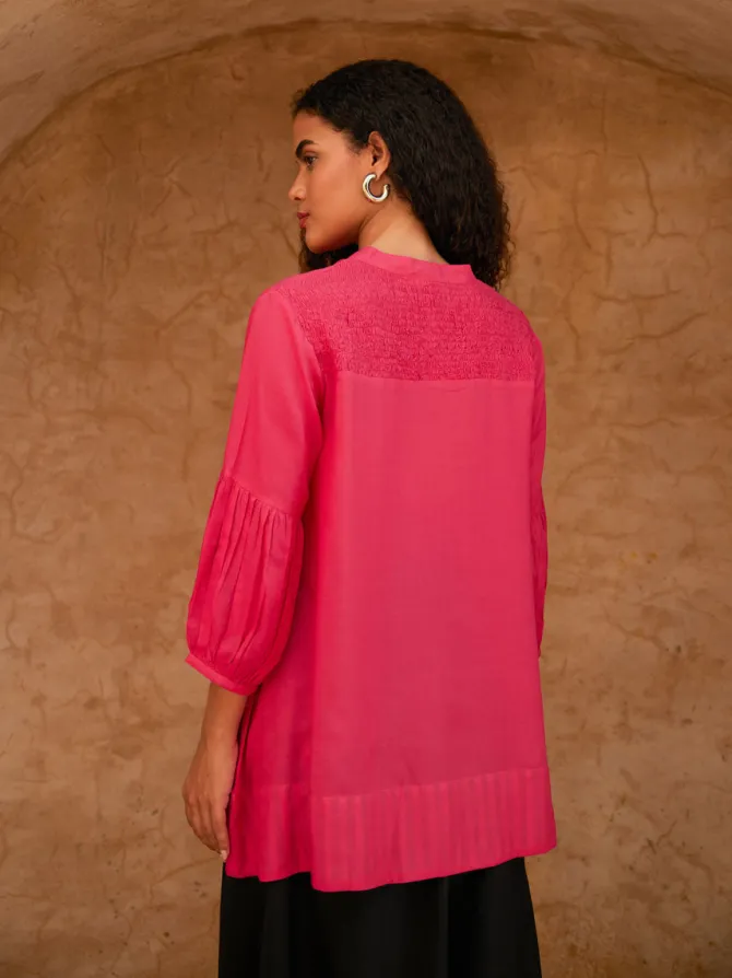 Pink Modal Smocking Top