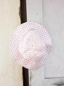 Pink Polka Block Printed Cotton Hat
