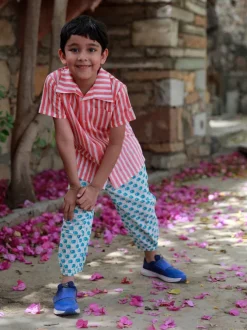Pink Stripes Organic Cotton Block Printed Shirt