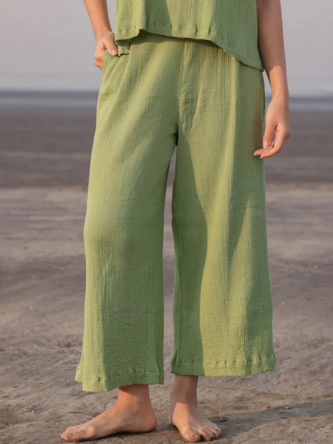 Pistachio Solid Green Palazzo Pants
