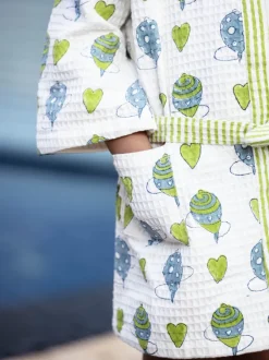 Playground Block Printed Waffle Cotton Bath Robe