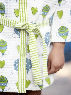 Playground Block Printed Waffle Cotton Bath Robe