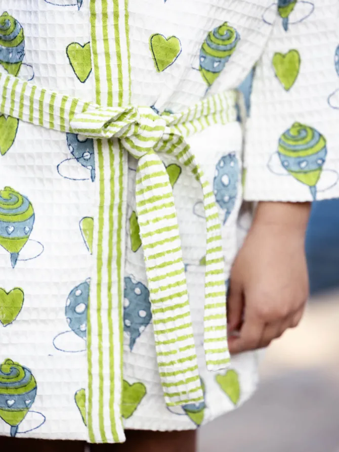 Playground Block Printed Waffle Cotton Bath Robe