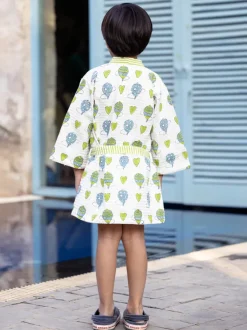 Playground Block Printed Waffle Cotton Bath Robe