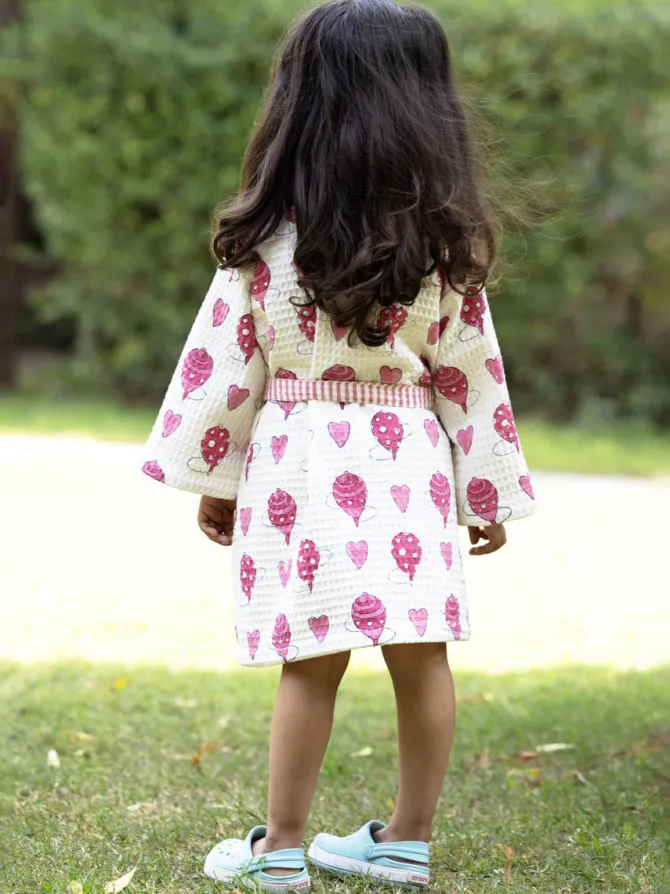 Polly Block Printed Waffle Cotton Bath Robe