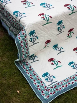 Pookalam Block Printed Cotton Quilt