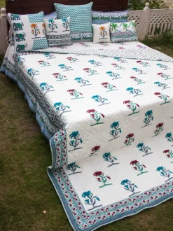 Pookalam Block Printed Cotton Quilt