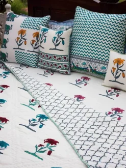 Pookalam Block Printed Cotton Quilt