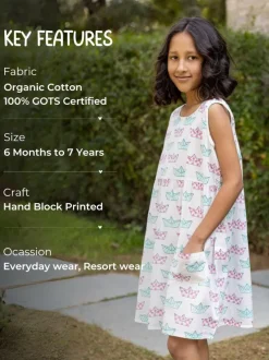 Poppy Organic Cotton Block Printed Dress