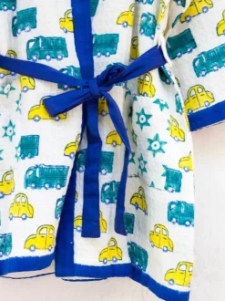 Power Wheels Block Printed Waffle Cotton Bath Robe