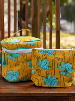 Pratidhi Block Printed Cotton Travel Vanity Case