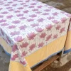 Purple Lotus Block Printed Cotton Table Cover
