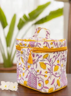 Purple Pine Cotton Travel Vanity Case