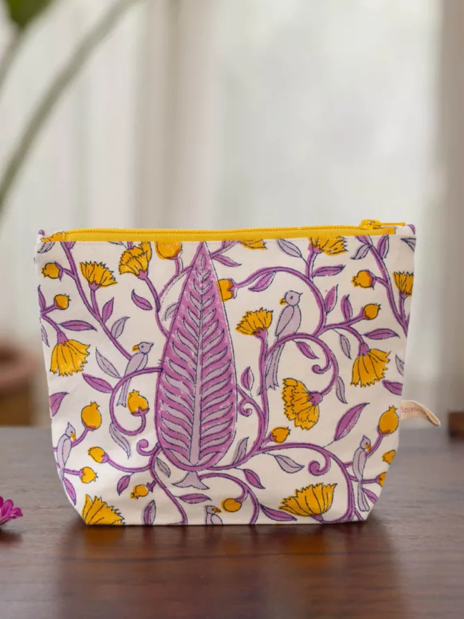 Purple Pine Cotton Travel Pouch