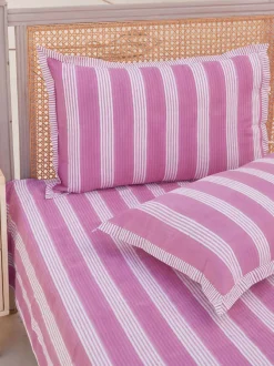 Purple Stripes Cotton Bedsheet