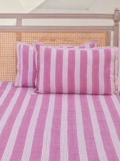 Purple Stripes Cotton Bedsheet