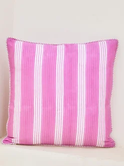 Purple Stripes Cotton Cushion Cover - 20 Inch