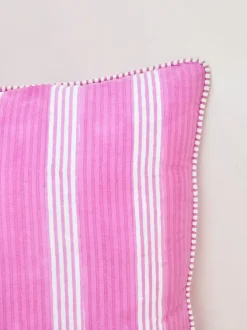 Purple Stripes Cotton Cushion Cover - 20 Inch