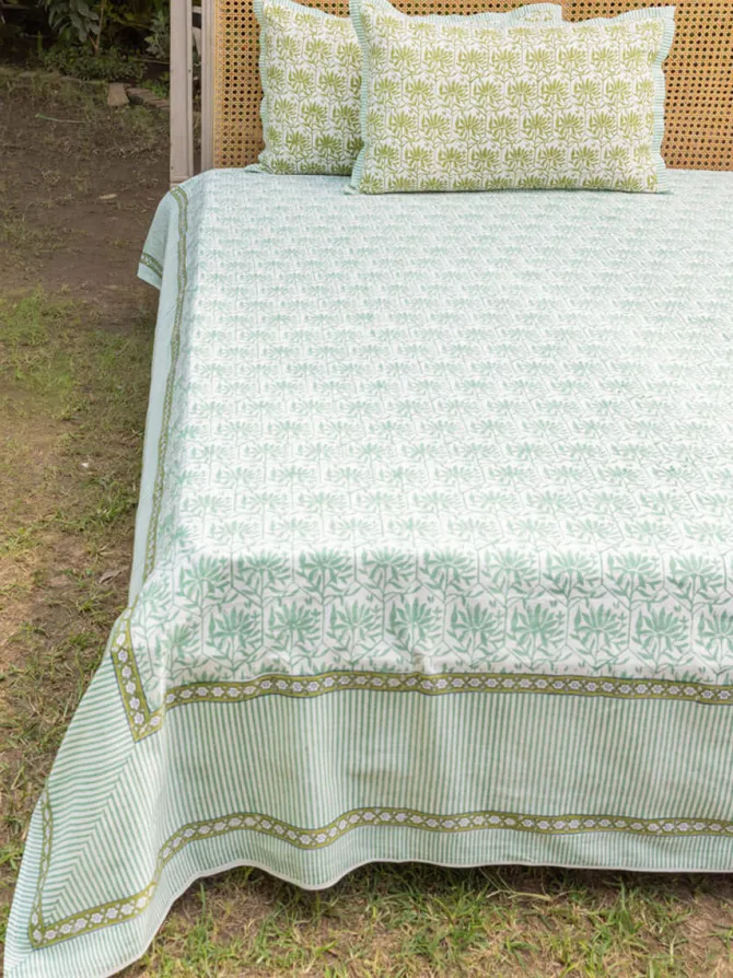 Pushpavali Block Printed Cotton Bedsheet
