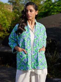 Queen Block Printed Cotton Kimono Jacket