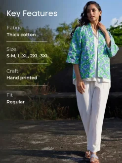 Queen Block Printed Cotton Kimono Jacket