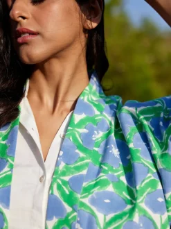 Queen Block Printed Cotton Kimono Jacket