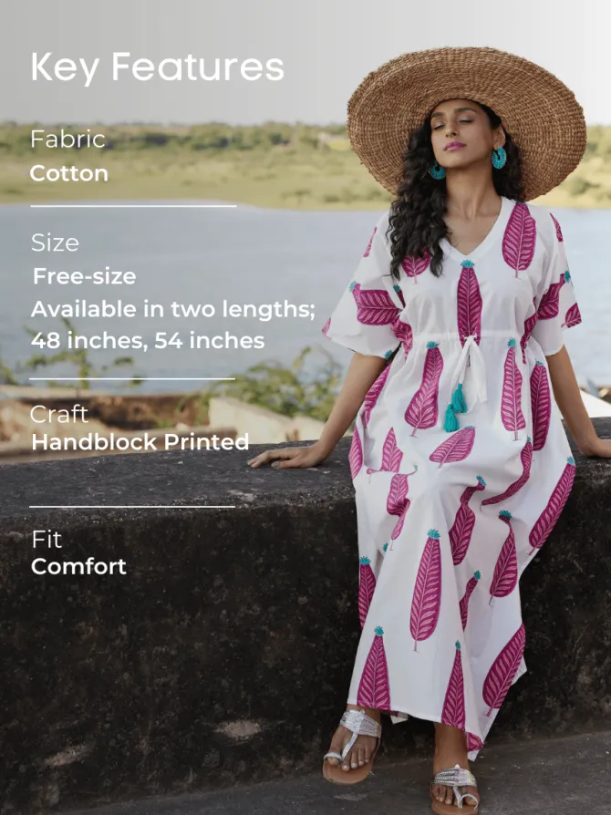 Rachel Hand Block Printed Cotton Kaftan