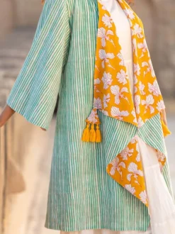 Rahi Block Printed Waterfall Reversible Shrug