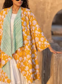 Rahi Block Printed Waterfall Reversible Shrug