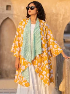 Rahi Block Printed Waterfall Reversible Shrug