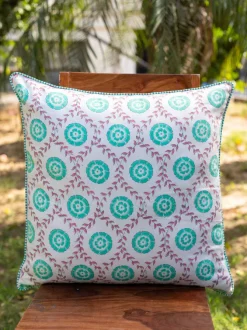 Rajnigandha Block Printed Cotton Cushion Cover - 24 Inch