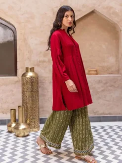 Red Pintuck Kurta