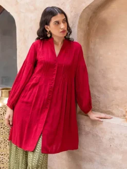 Red Pintuck Kurta