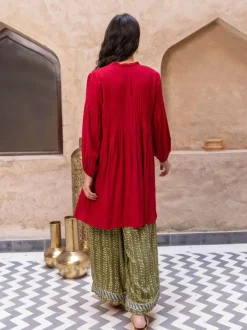 Red Pintuck Kurta