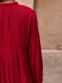 Red Pintuck Kurta