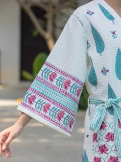 RimJhim Block Printed Cotton Bath Robe