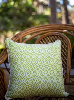 Romantic Lavender Block Printed Cotton Cushion Cover - 16 Inch