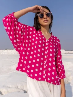 Rose Pink Modal Kaftan Top - Comfort Fit