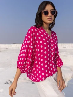 Rose Pink Modal Kaftan Top - Comfort Fit