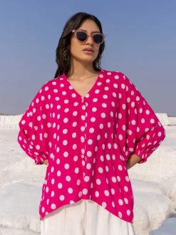 Rose Pink Modal Kaftan Top - Comfort Fit