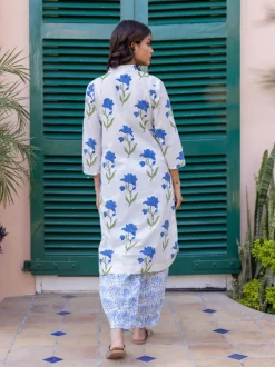 Royal Lotus Block Printed Cotton Kurta